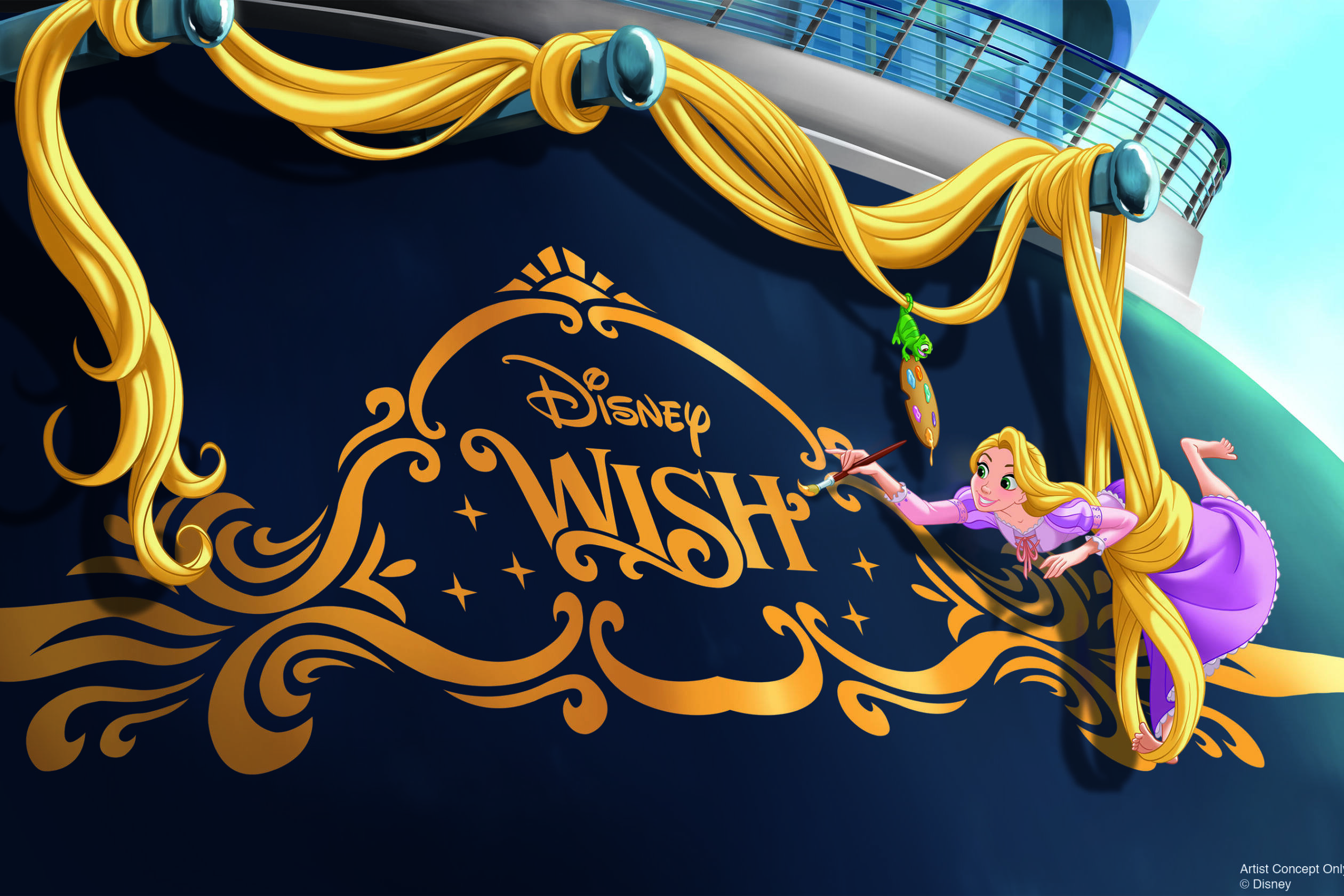 Die Zeichentrick-Figur Rapunzel wird das Heck der Disney Wish zieren. Foto: Disney